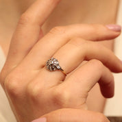 Bague Fleur ancienne or et platine diamants