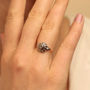 Bague Fleur ancienne or et platine diamants