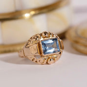 Bague Tank verre bleu clair