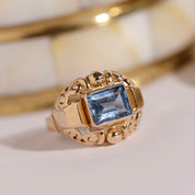 Bague Tank verre bleu clair