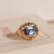 Bague Tank verre bleu clair 10