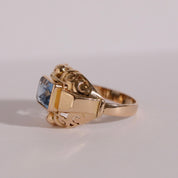 Bague Tank verre bleu clair 5