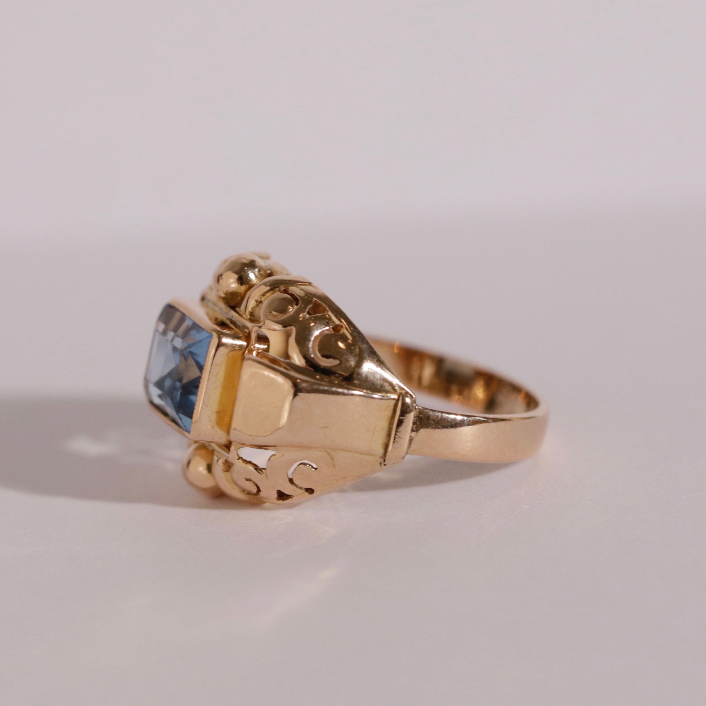 Bague Tank verre bleu clair 5