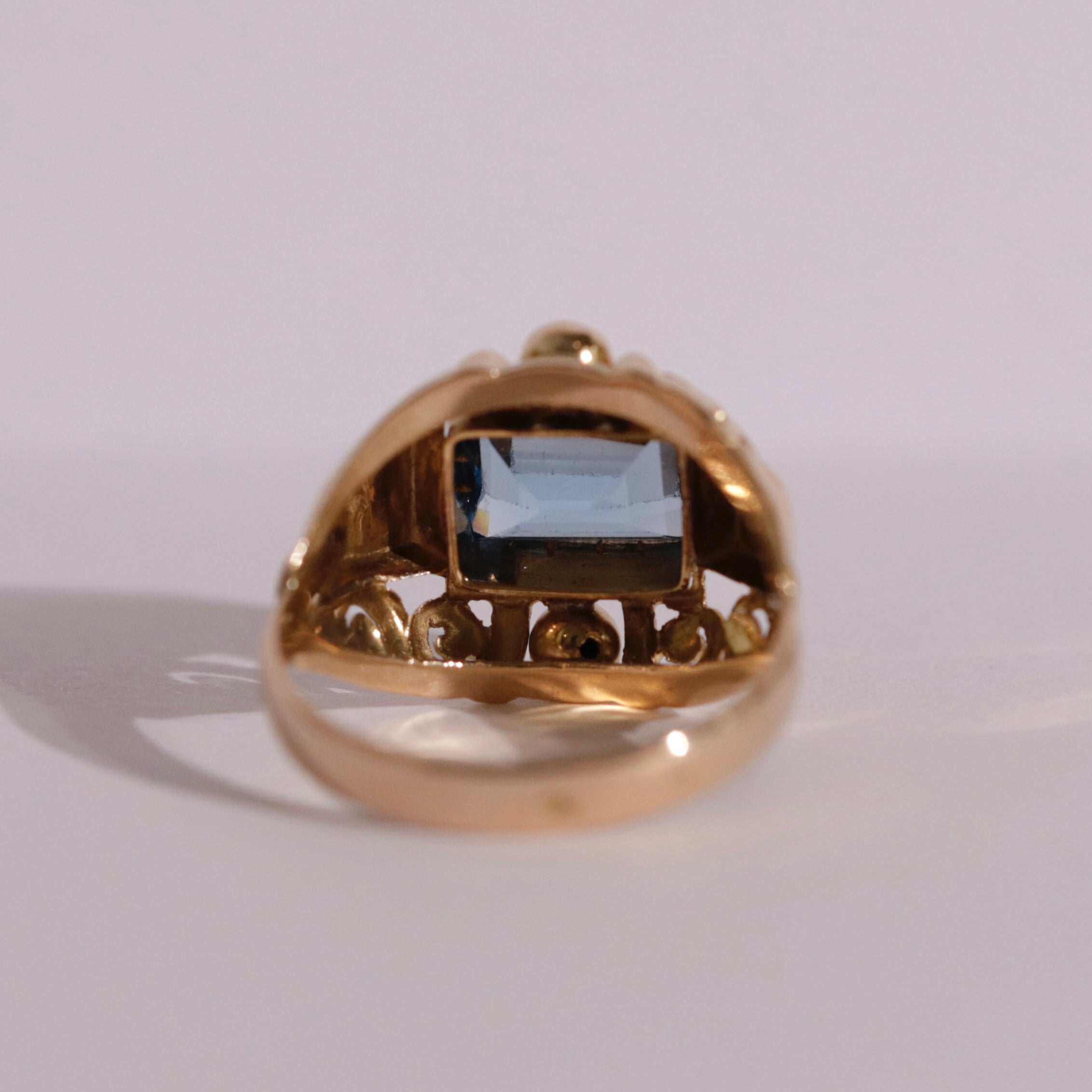 Bague Tank verre bleu clair 6