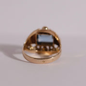 Bague Tank verre bleu clair 7