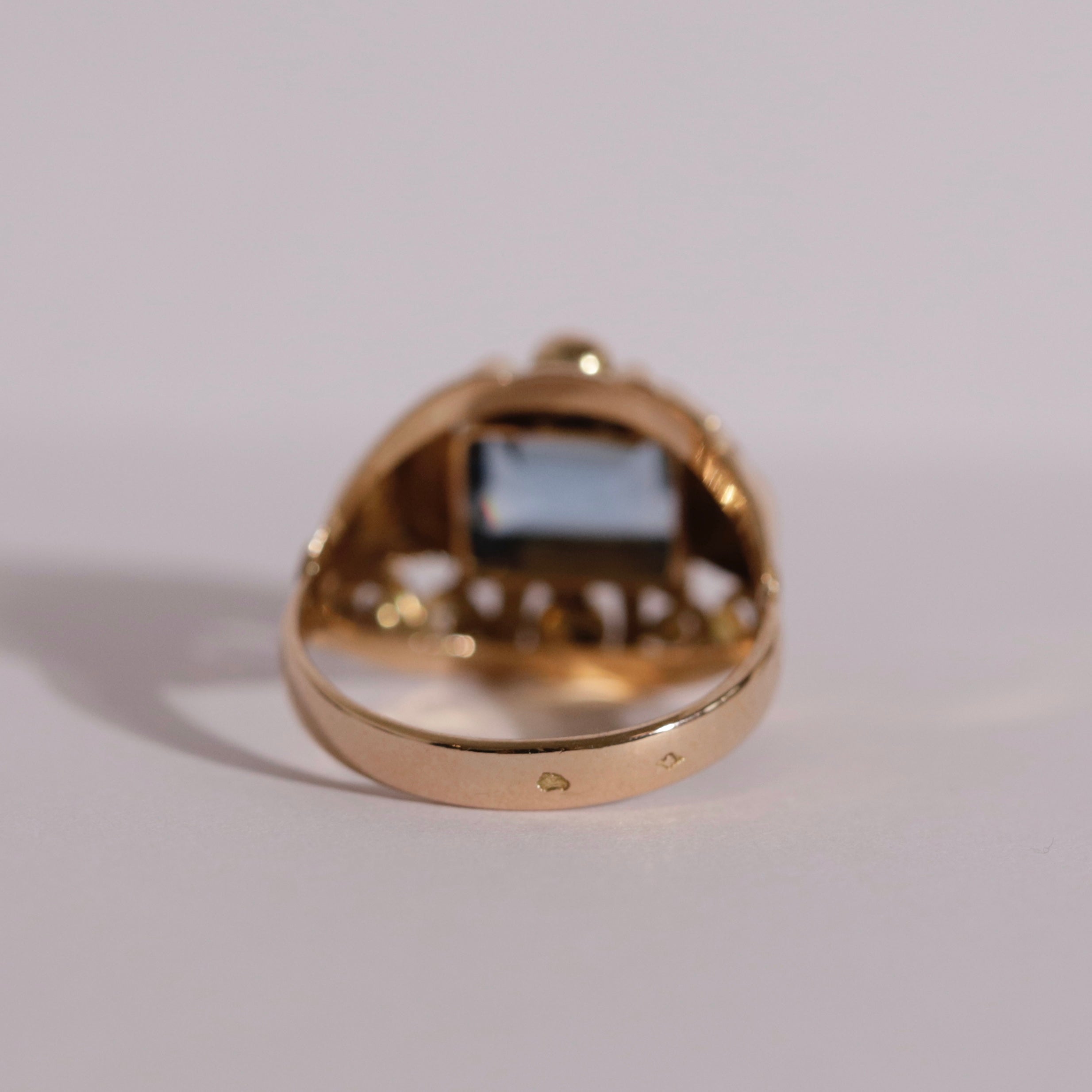 Bague Tank verre bleu clair 7
