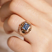 Bague Tank verre bleu clair 9