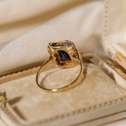 Bague ancienne 1920 saphir verneuil et diamants taille rose