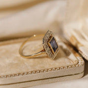 Bague ancienne 1920 saphir verneuil et diamants taille rose