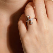 Bague ancienne Toi et moi perles et diamants