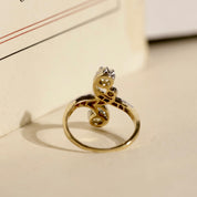 Bague ancienne Toi et moi perles et diamants