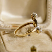 Bague ancienne Toi et moi perles et diamants