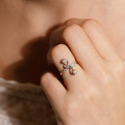 Bague ancienne Toi et moi perles et diamants