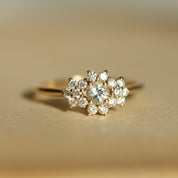 Bague halo aigue-marine et diamants