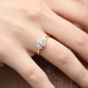 Bague halo aigue-marine et diamants