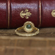 Bague de fiançailles or 18k émeraude et diamant style vintage