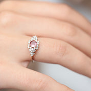 Bague halo tourmaline rose et diamants