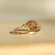 Bague halo tourmaline rose et diamants