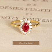 Bague Aurora · Bague marguerite rubis et diamants style vintage