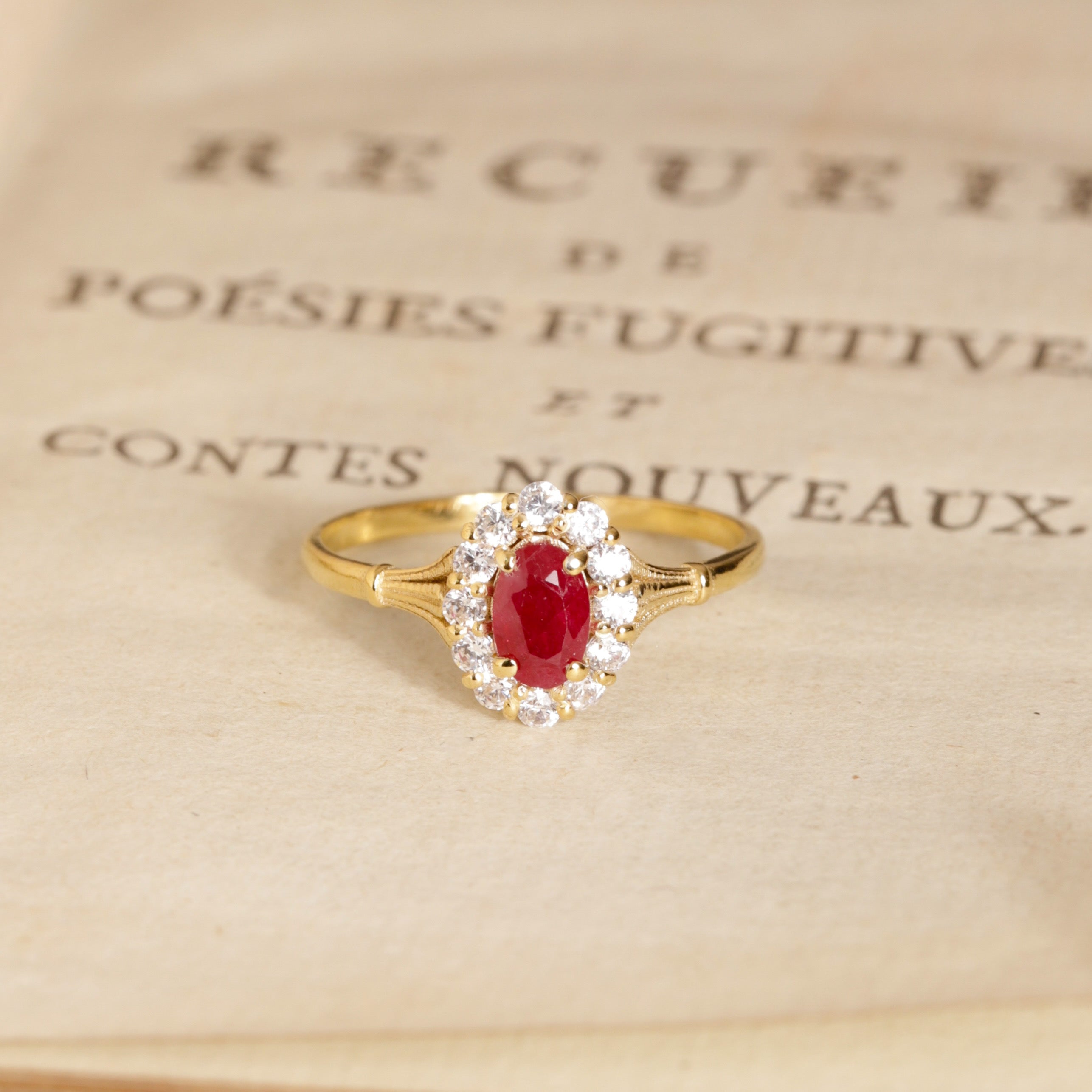 Bague marguerite 18 carats rubis diamants Aurora 6