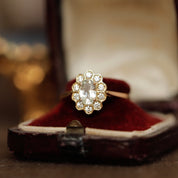 Bague marguerite aigue-marine et diamants style vintage Astrée