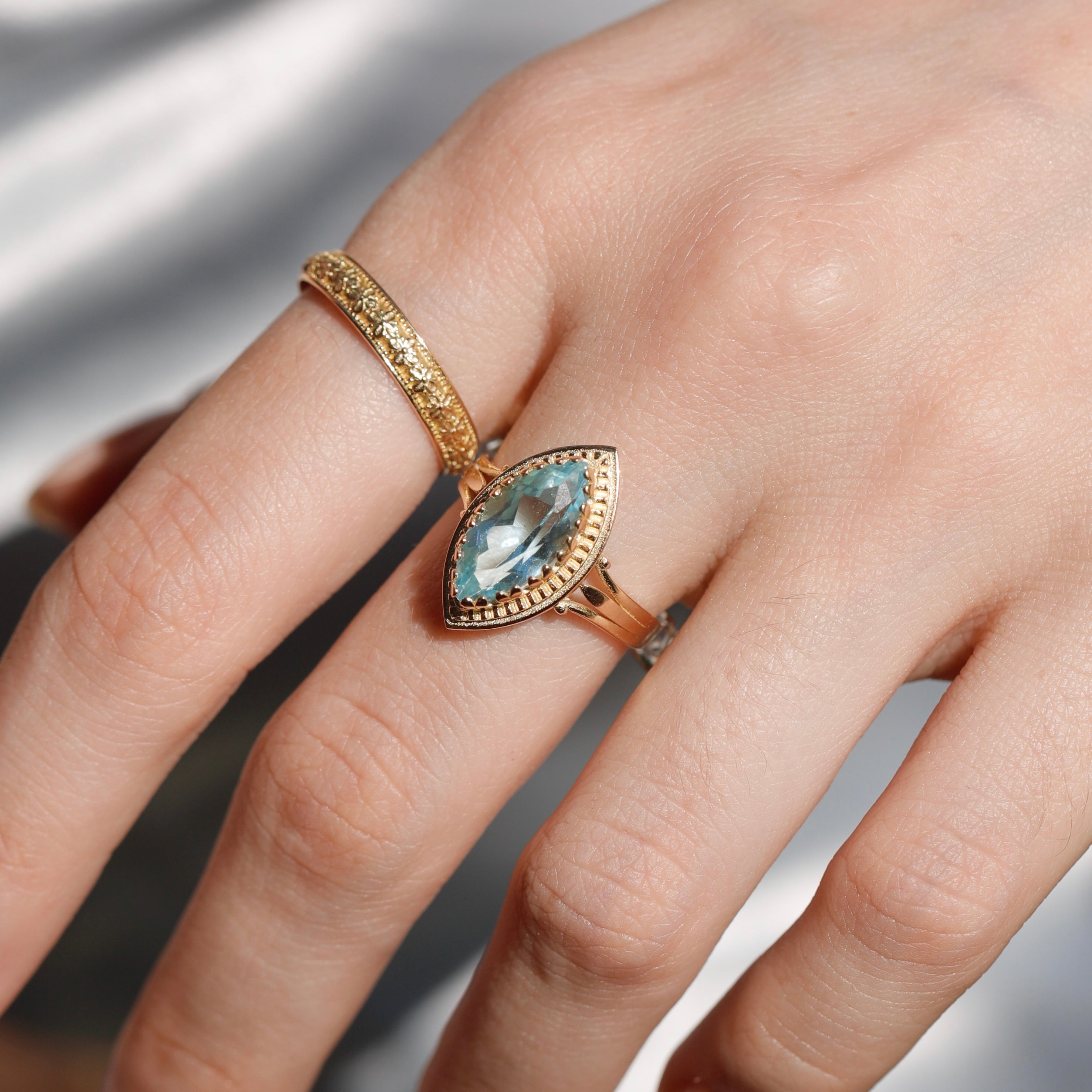 Bague marquise topaze style vintage galatée