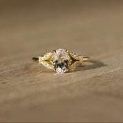 Bague Hesperis · Bague morganite et feuillage pavé de diamants