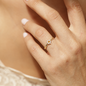 Bague fleur diamants et coeur citrine or jaune 18 carats recyclé