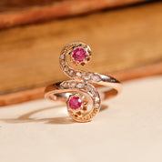 Bague vintage Toi&Moi rubis diamants