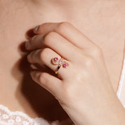 Bague vintage Toi&Moi rubis diamants 1
