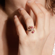 Bague vintage Toi&Moi rubis diamants 2