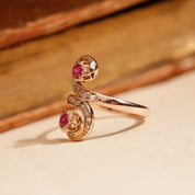 Bague vintage Toi&Moi rubis diamants 3