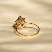 Bague vintage marguerite rubis zircones
