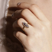 Bague vintage navette dentelle deux ors 1
