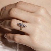 Bague vintage navette dentelle deux ors 2