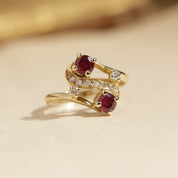 Bague vintage tourbillon grenat diamants