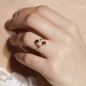 Bague vintage tourbillon grenat diamants 1