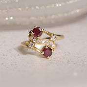 Bague vintage tourbillon grenat diamants 3