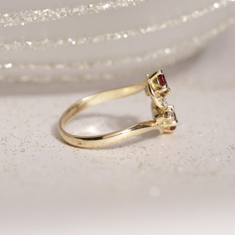 Bague vintage tourbillon grenat diamants 5