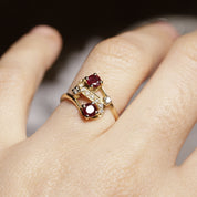 Bague vintage tourbillon grenat diamants 6