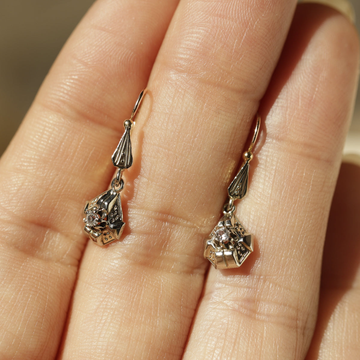 Boucles D'oreilles Vintage Années 90 - Dormeuses Marquises Style Baroque Rococo En Résine Orange