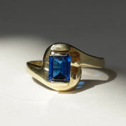 Bague pierre bleue or 14 carats