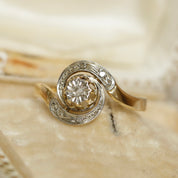 Bague ancienne tourbillon diamant taille rose 