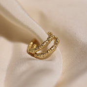 Créoles motif feuillage style vintage or 18 carats