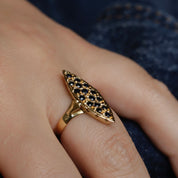 Bague vintage navette saphirs