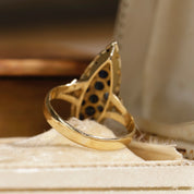 Bague vintage navette saphirs