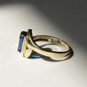 Bague pierre bleue or 14 carats