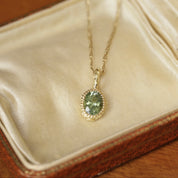 Pendentif Dione S · Pendentif tourmaline verte à motif feuillage