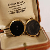 Médaillon ancien porte-photo onyx et croix de perles 5