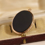 Médaillon ancien porte-photo onyx et croix de perles 7